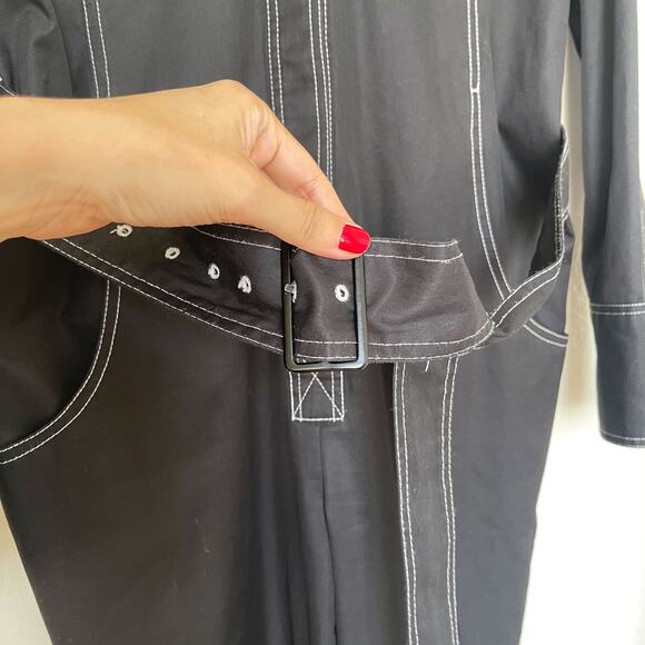 ORSEUND IRIS Workwear Belted Cotton Jumpsuit in Black Size M - Picture 12 of 16